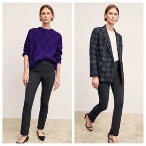 MM. Lafleur sz 2 The Foster Cigarette Pant Black Slim Stretch Trousers Travel